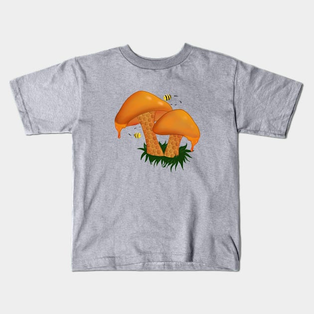 Honey Mushroom Kids T-Shirt by CandifiedChaos